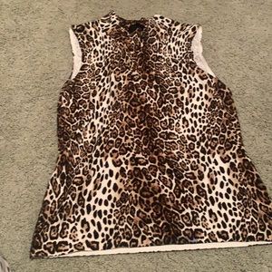White House Black Market leopard knit tank